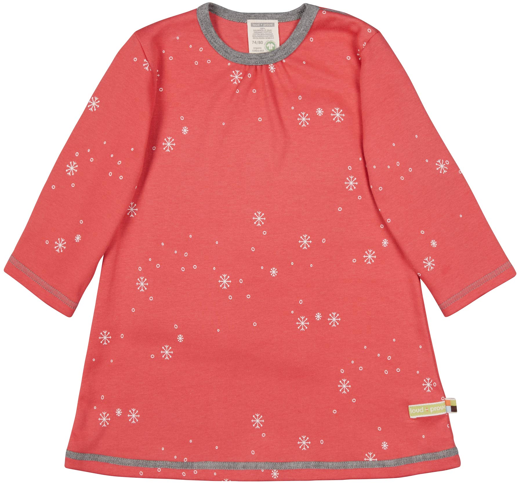 loud + proud Baby Girls' Kleid Druck Playwear Dress, Melon, 74/80