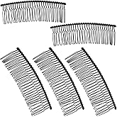 5 Pieces Black Metal Hair Comb Clip, 30 Teeth Wire Twist Hair Comb Large Wide Side Hairs Combs Bridal Wedding Veil Combs for Women Fine Hairstyle Accessories