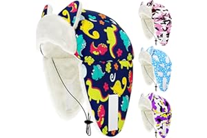JpGdn Dog Winter Hats for Small Dogs Boy Trapper Hats with Ear Cover Soft Fleece with Adjustable Elastic Cord Dark Bule Dinosaur S