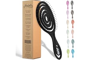 Ninabella Organic Detangling Hair Brush for Women, Men & Children - Does not Pull on Hair - Hair Straightening Brushes for Straight, Curly & Wet Hair - Unique Spiral Hairbrush