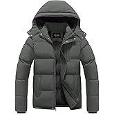 Chrisuno Men's Winter Coat Waterproof Warm Puffer Jacket Quilted Insulated Bubble Jackets with Hood