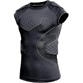 COOLOMG Youth Football Padded Shirt Chest Rib Protector | Football Compression Undershirt Heart Sternum Shoulder Protection