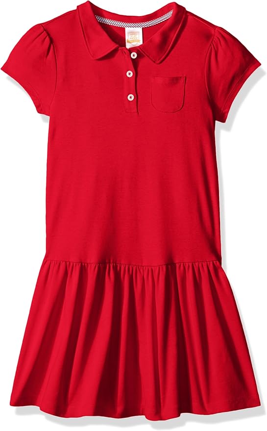 Gymboree Little Girls' School Uniform Polo Dress, Red, 5