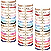 Otuuz 48 Pcs WWJD Bracelets What Would Jesus Do Bracelets for Women, Christian Wristbands Pack Handmade Elastic Beaded Wristbands Inspirational Religious Jewelry Gift for Girls Her(Cross)