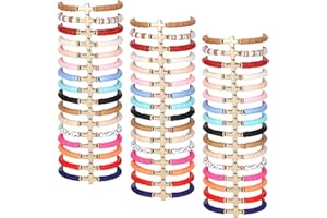 Otuuz 48 Pcs WWJD Bracelets What Would Jesus Do Bracelets for Women, Christian Wristbands Pack Handmade Elastic Beaded Wristbands Inspirational Religious Jewelry Gift for Girls Her(Cross)