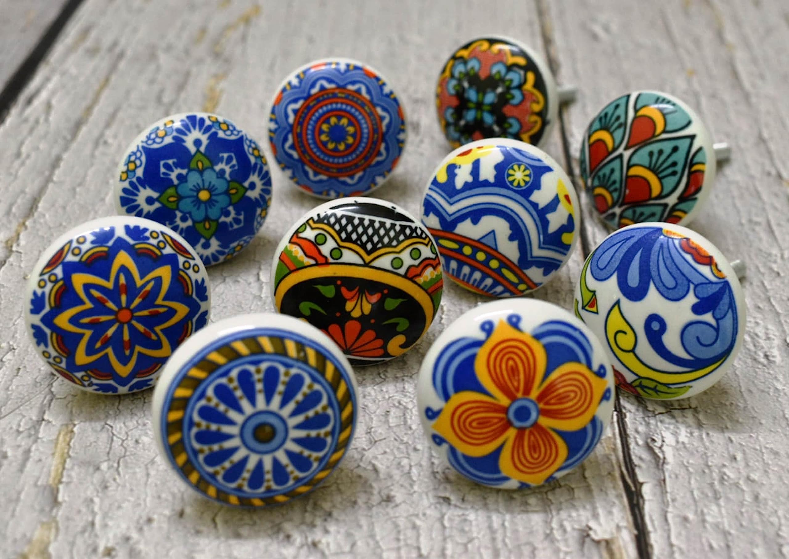 ARTISNO Ceramic Kitchen Cabinet Drawer Knobs - Handmade Hardware for Doors and Cabinets - Set of 10 (Vintage Flower) — image 1