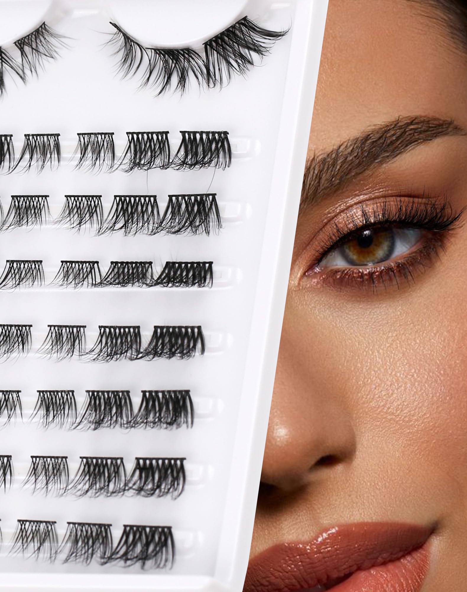 Onlyall Cateye Lashes Clusters Individual Lash Natural Extension Mink False Eyelashes Wispy Lash Fluffy 3D Eyelash 48Pcs (10-13MM Pre-styled-7Pair) C36 — image 1