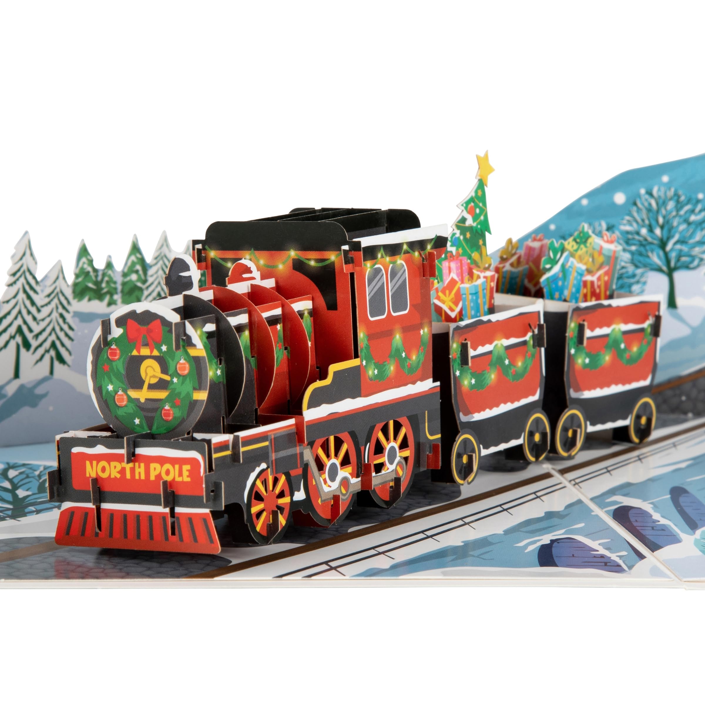 Cardology - Christmas Train Pop-Up Card | 3D Festive Greeting for Train Lovers or Children
