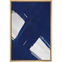 SIGNWIN Framed Canvas Print Wall Art White Brushstrokes on Blue Blackground Abstract Texture Illustrations Impressionism Contemporary for Living Room, Bedroom, Office - 16