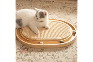CHEERHOME PETS Sisal Cat Scratcher Toy with Ball Track Wooden Interactive Cat Toy for Indoor Cats Scratch Pad, Physical Exercise for Kitty and Medium Cat
