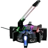 Enhance Pro Gaming Mouse Bungee Cable Holder 4 Port USB Hub with 7 LED Color Modes, Cable Management Support, Improved Accuracy and Weighted Design for Competitive Esports Games, Gaming Accessories