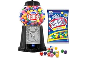 Gumball Machine Halloween Candy - for Kids 8.5" - Coin Operated Toy Bank - Dubble Bubble Gum Machine Classic Red Style Includes 85 Gum Balls - Kids Coin Bank - Candy Dispenser - (Black) - Playo