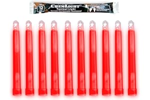 Cyalume Military Grade Red Glow Sticks - Premium Bright 6” ChemLight Emergency Glow Sticks with 8 Hour Duration (Bulk Pack of 10 Chem Lights)
