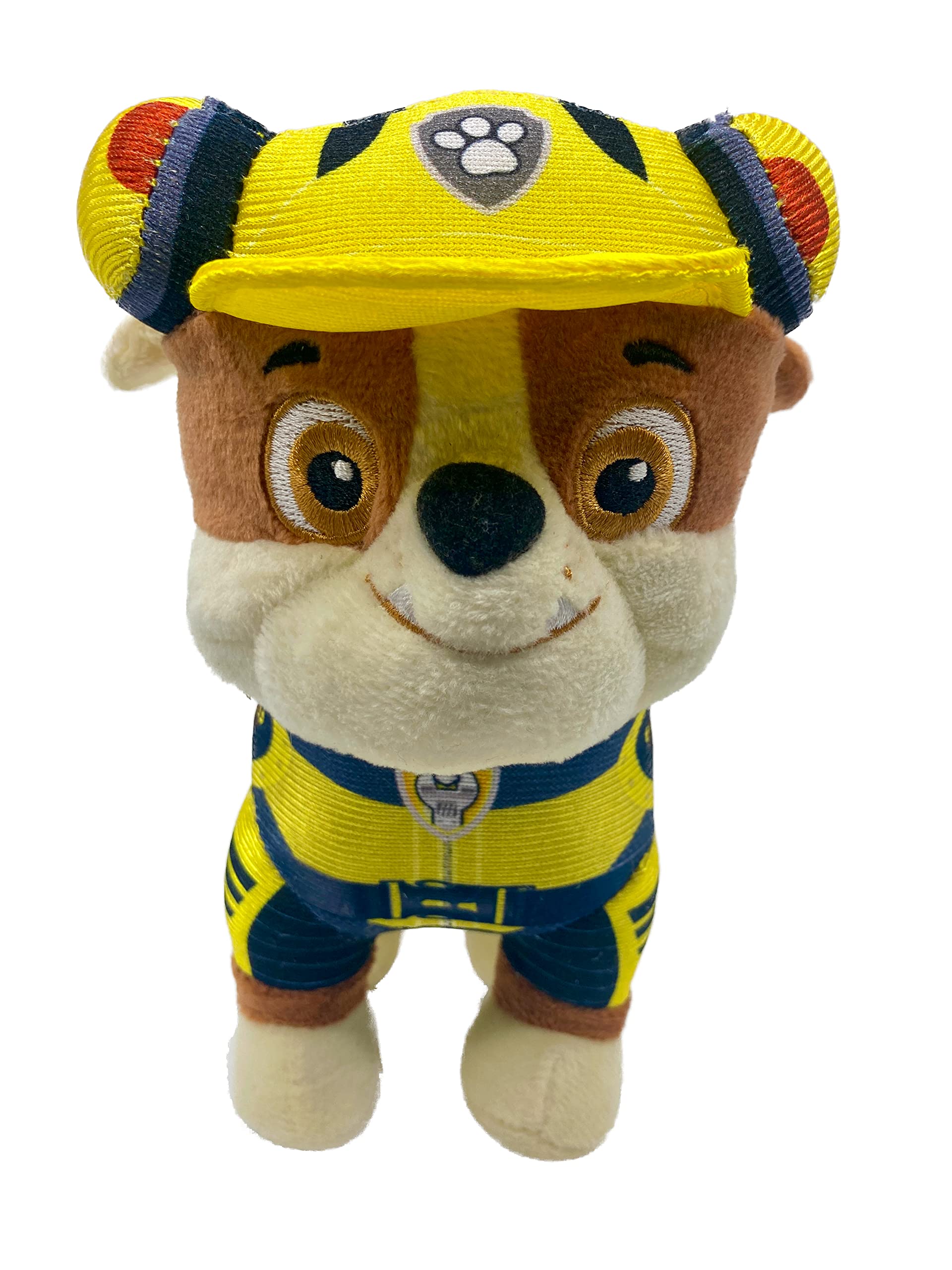 Play by Play Paw Patrol The Movie, 7 Different Designs, 19 cm Plush Figures Chase, Marshall, Liberty, Skye, Rubble, Zuma, Original Cuddly Toy Licensed Product for Children - Cinema Film 2021 (Rubble)