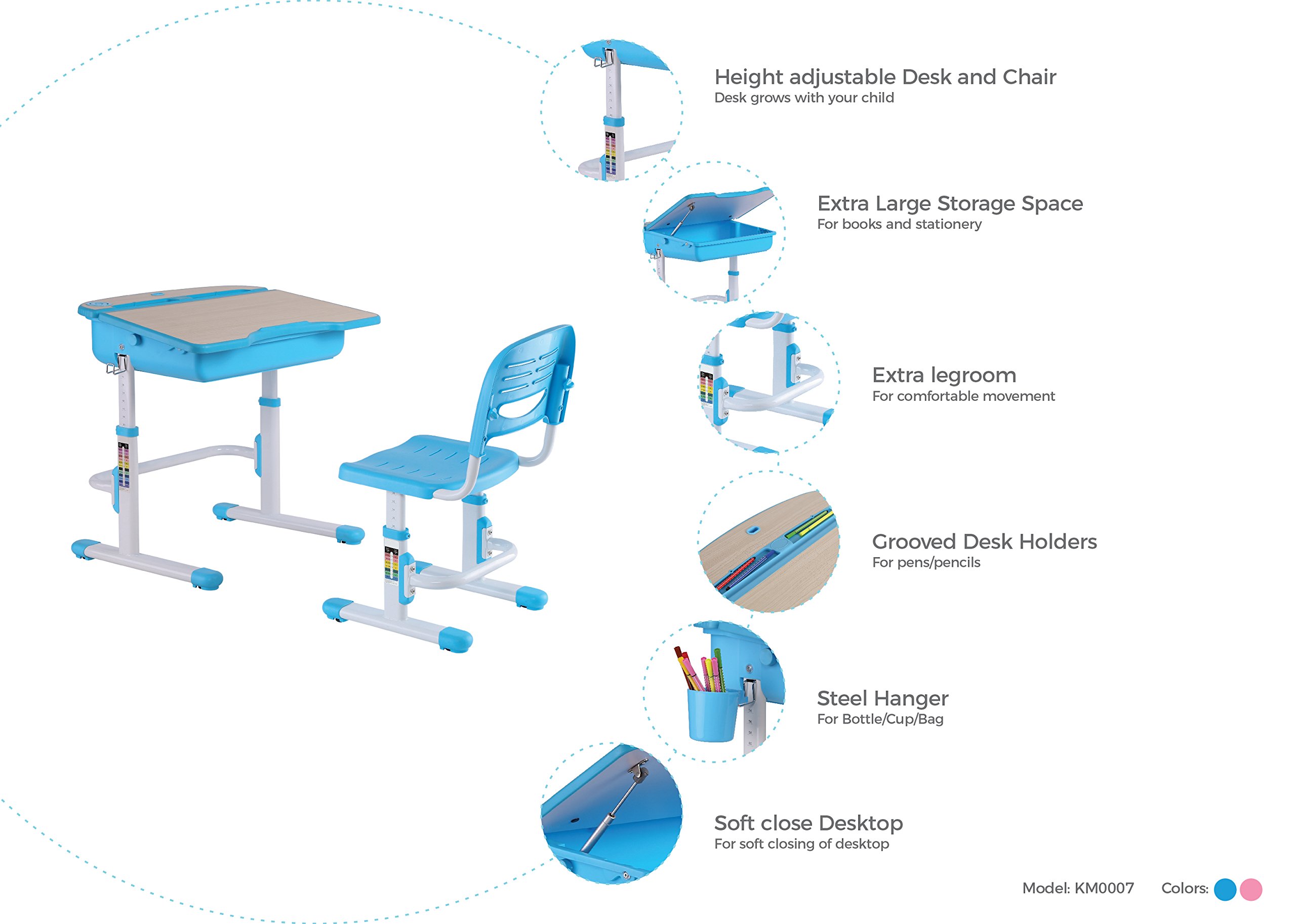 kidomate height adjustable study table and chair