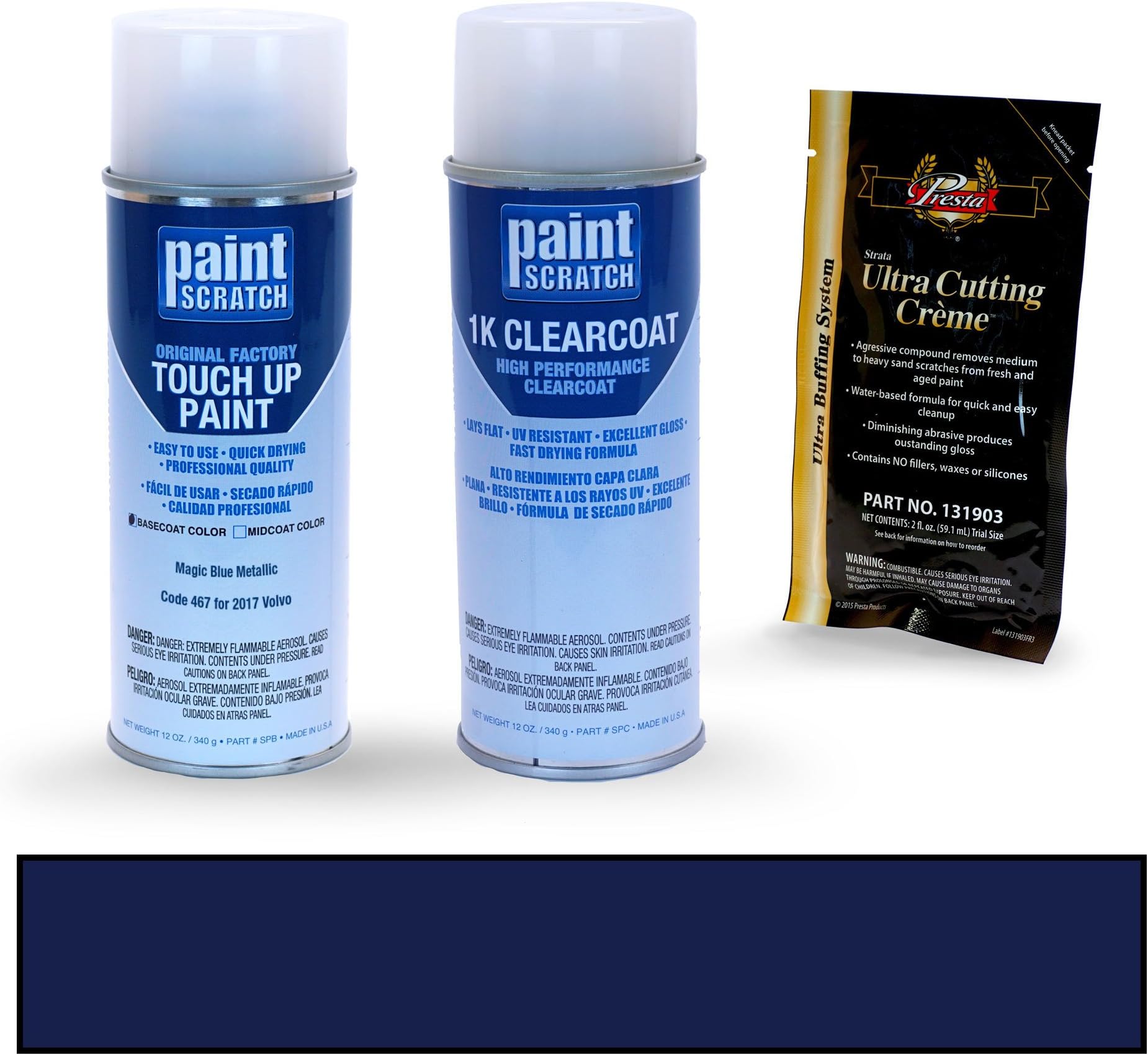 PAINTSCRATCH Magic Blue Metallic 467 for 2017 Volvo XC90 - Touch Up Paint Spray Can Kit - Original Factory OEM Automotive Paint - Color Match Guaranteed