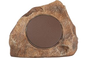 Homewell Outdoor Rock Speaker Solar-Powered Wireless Bluetooth 5.0 Portable Speaker Weatherproof for Patio, Pool, Deck, Yard, Garden and Home (1-Pack, Brown)