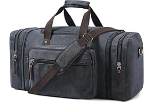 EKOROMIER Canvas Expandable Duffle Bag for Men Traveling, Luggage Travel Bag Weekender Overnight Bag,Mens Gym Carry on Duffel