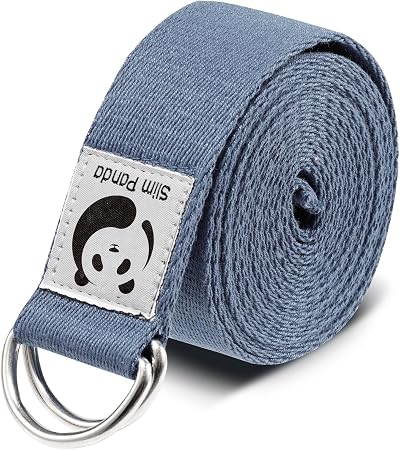 Slim Panda Yoga Belt 250CM Cotton D Ring Straps Stretch Exercise Oasis Blue