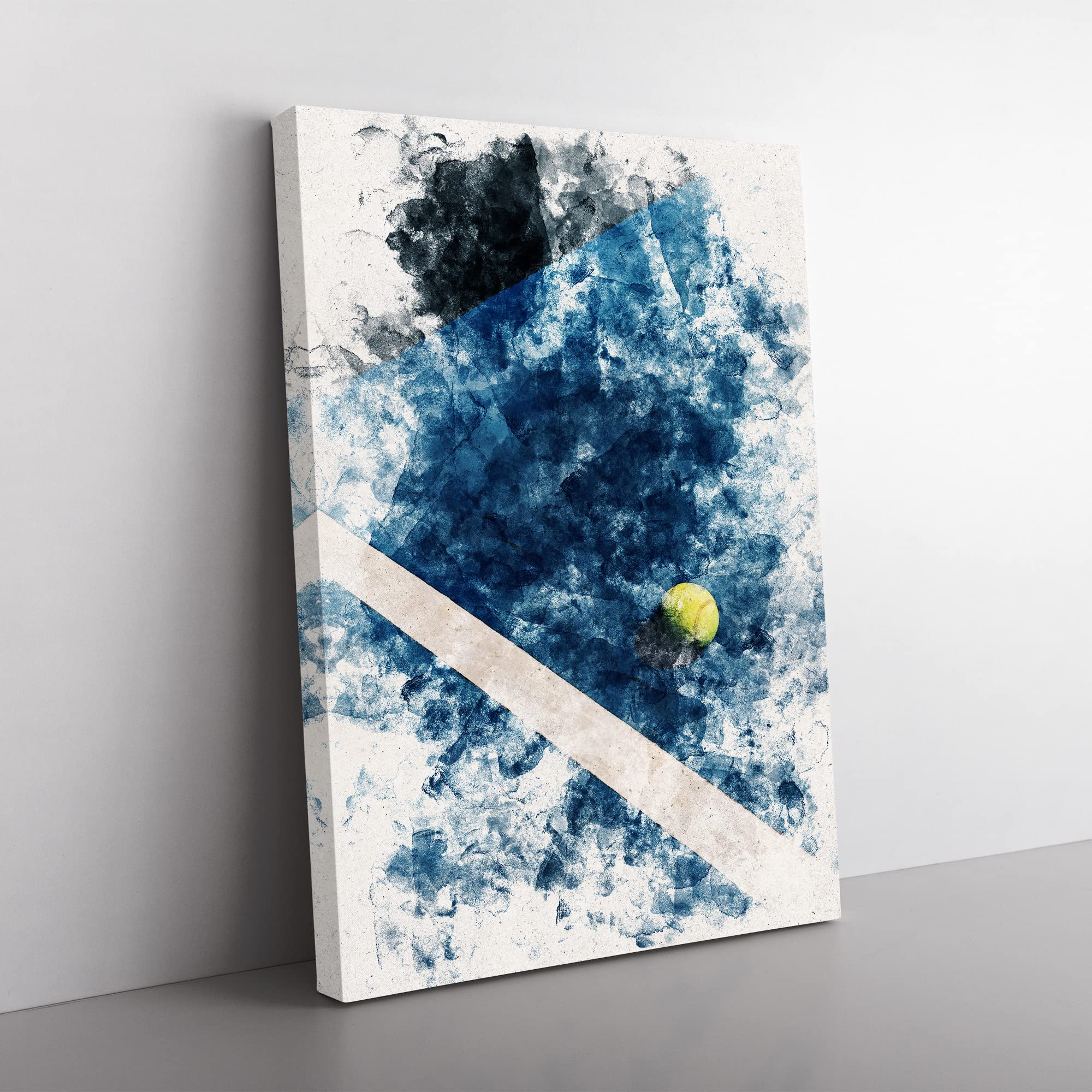 The Tennis Court Watercolour Modern Canvas Wall Art Print Ready to Hang, Framed Picture for Living Room Bedroom Home Office Décor, 50x35 cm (20x14 Inch)