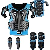 Youth Dirt Bike Gear, JUSTDOLIFE 5 PCS Motorcycle Armor Protection Jacket, Kids Motorcycle Armor with Knee Pads Elbow Pads Chest Protector Racing for Outdoor Sports