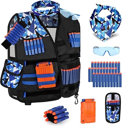 Lehoo Castle Nerf Tactical Vest Kit with 30 Darts Face Mask Goggles