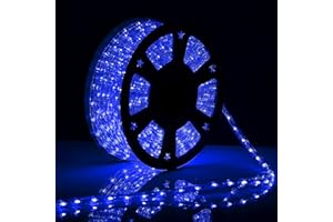 Tuanchuanrp LED Rope Lights, 100ft 110V Waterproof Rope Lights for Outside, Outdoor String Lights, Ideal for Eaves, Backyards Garden, Christmas Decoration(Blue)