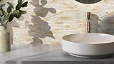 Yipscazo 12"x12" Peel Stick Stone Metal Tile Backsplash Beige Gold Kitchen Bath view 4