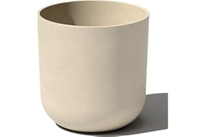 Veradek Round Lima Plastic Planter Pots for Indoor/Outdoor Garden Use, Sand Color, 5 Year Warranty
