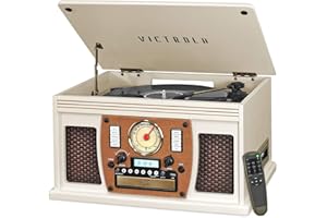Victrola Navigator 8-in-1 Bluetooth Record Player with Built-in Speakers – 3 Speed Turntable, CD Player, Cassette, FM Radio, 