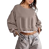 ANRABESS Womens Cropped Sweatshirts Oversized Crewneck Long Sleeve Tops 2026 Spring Winter Loose Pullover Teen Girls Clothes