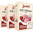 Junket Strawberry Ice Cream Mix: Makes 3 Quarts Old Fashioned Homemade Ice Cream for Ice Cream Maker or Hand Stir - Just Add Milk and Cream, Chill, and Enjoy. Quick and Easy! 4 oz Box of Powdered Ice Cream Starter Mix (Pack of 3)