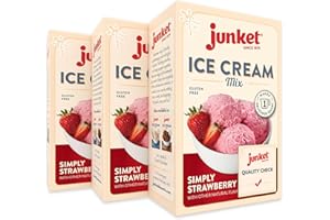 Junket Strawberry Ice Cream Mix: Makes 3 Quarts Old Fashioned Homemade Ice Cream for Ice Cream Maker or Hand Stir - Just Add Milk and Cream, Chill, and Enjoy. Quick and Easy! 4 oz Box of Powdered Ice Cream Starter Mix (Pack of 3)