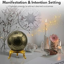 Amazing Gemstone Pyrite Crystal Ball with Stand - 2