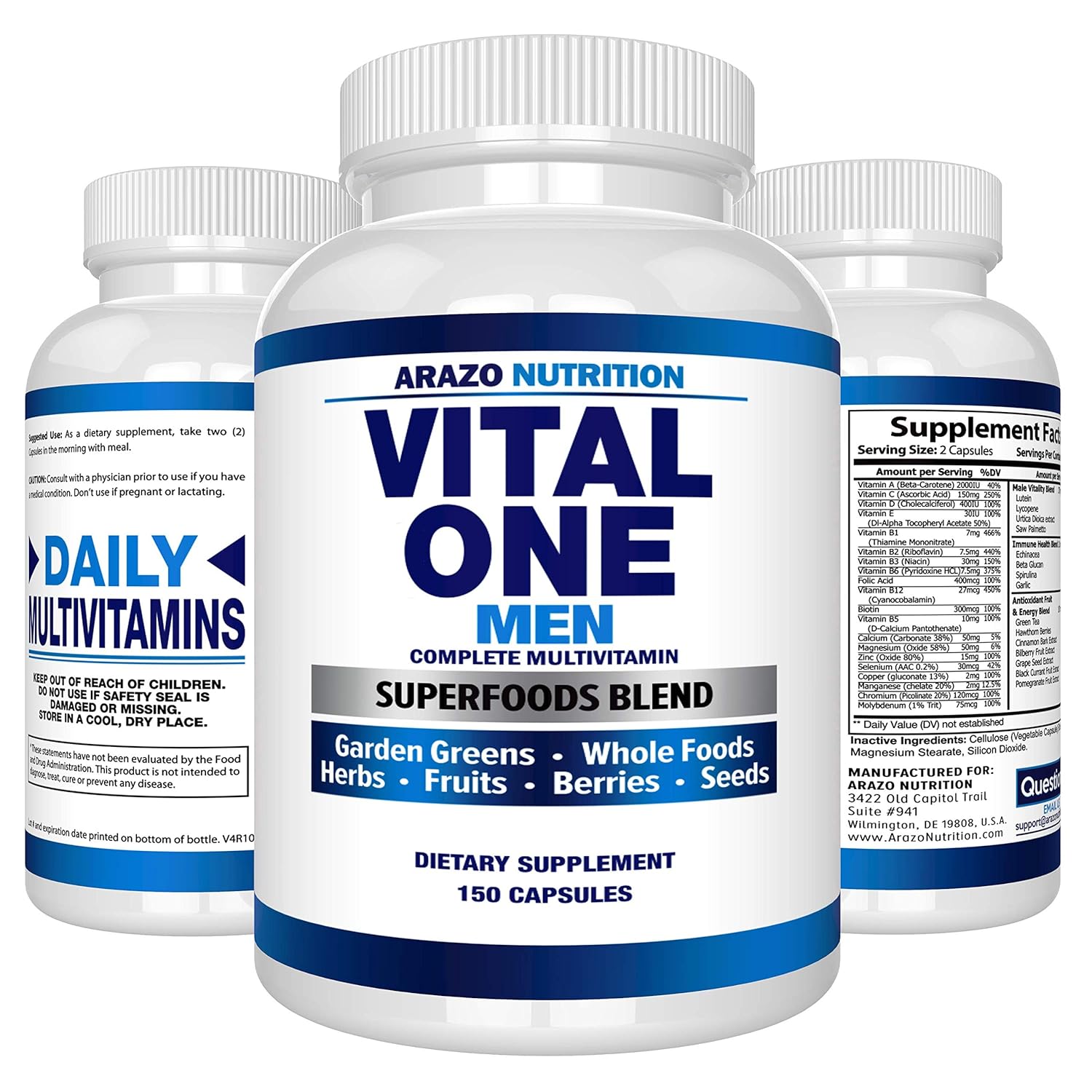 Men's Multivitamin Whole Food Based Once Daily Multi Vitamin Multiple
