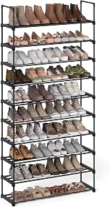 SONGMICS 10-Tier Shoe Rack Storage Organiser Black LSA10BK 30x94x206 cm