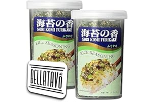 Nori Komi Furikake Rice Seasoning Bundle. Includes 2-Pack Premium 1.70 Oz Ajishima Nori Komi Seasoning. Unleash the Authentic Japanese Flavor in Your Kitchen! Comes with a BELLATAVO Fridge Magnet.