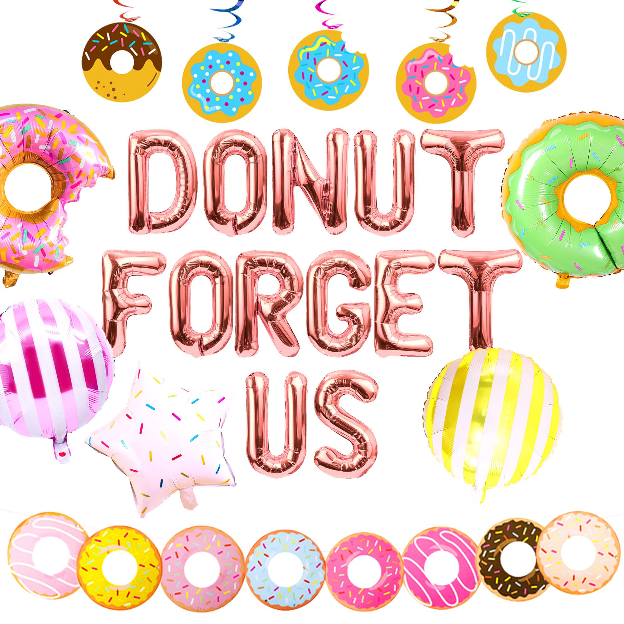 Photo 1 of 25 PCS Donut Forget Us Party Decoration Going Away Decor Farewell Decor Career Change Bachelorette Retirement Party Decorations Supplies Rose Gold
