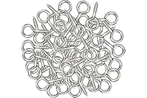 Juasky 100pcs 0.67 inches Stainless Steel Eye Bolt Screws, Heavy Duty Eye Hooks Screw, Eyelet Screw Eye Pins for Wood