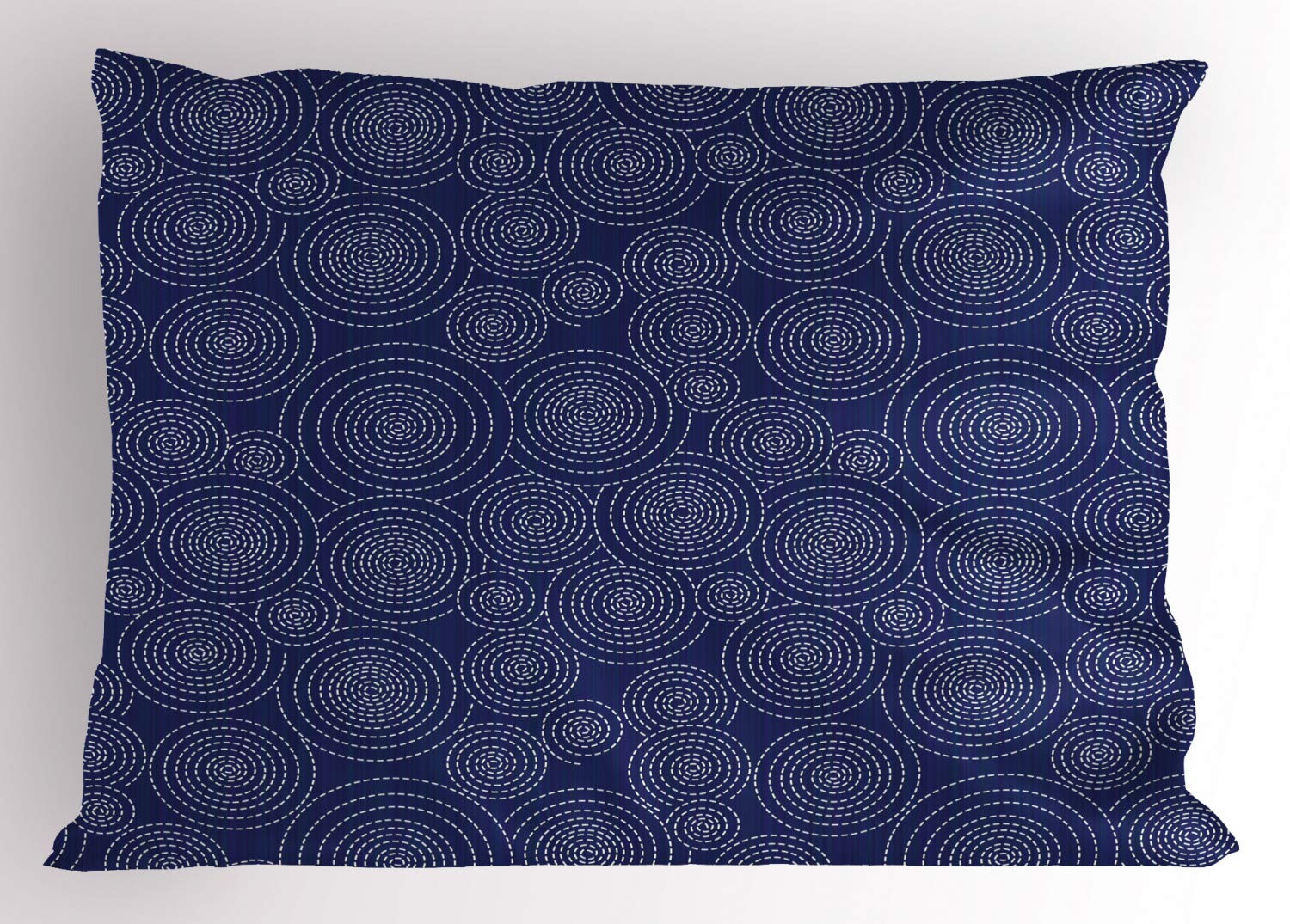 ABAKUHAUS Geometric Pillow Sham, Japanese Sashiko, Decorative Standard Size Printed Pillowcase, 26" X 20", Indigo and White