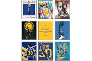 Bigwig Prints Steph Curry Poster - Basketball Posters for Boys Bedroom, Nba Posters, Steph Curry Posters for Boys Bedroom, Nba Poster, Basketball Wall Art, Stephen Curry Poster -Unframed 9 Pack (8x10)