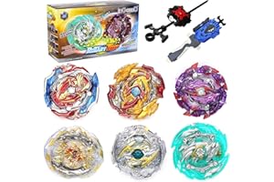 Ingooood Metal Master Fusion Gyro Toys for Kids, 6 Pieces Battling Top Battle Burst High Performance Set with 2 Launchers