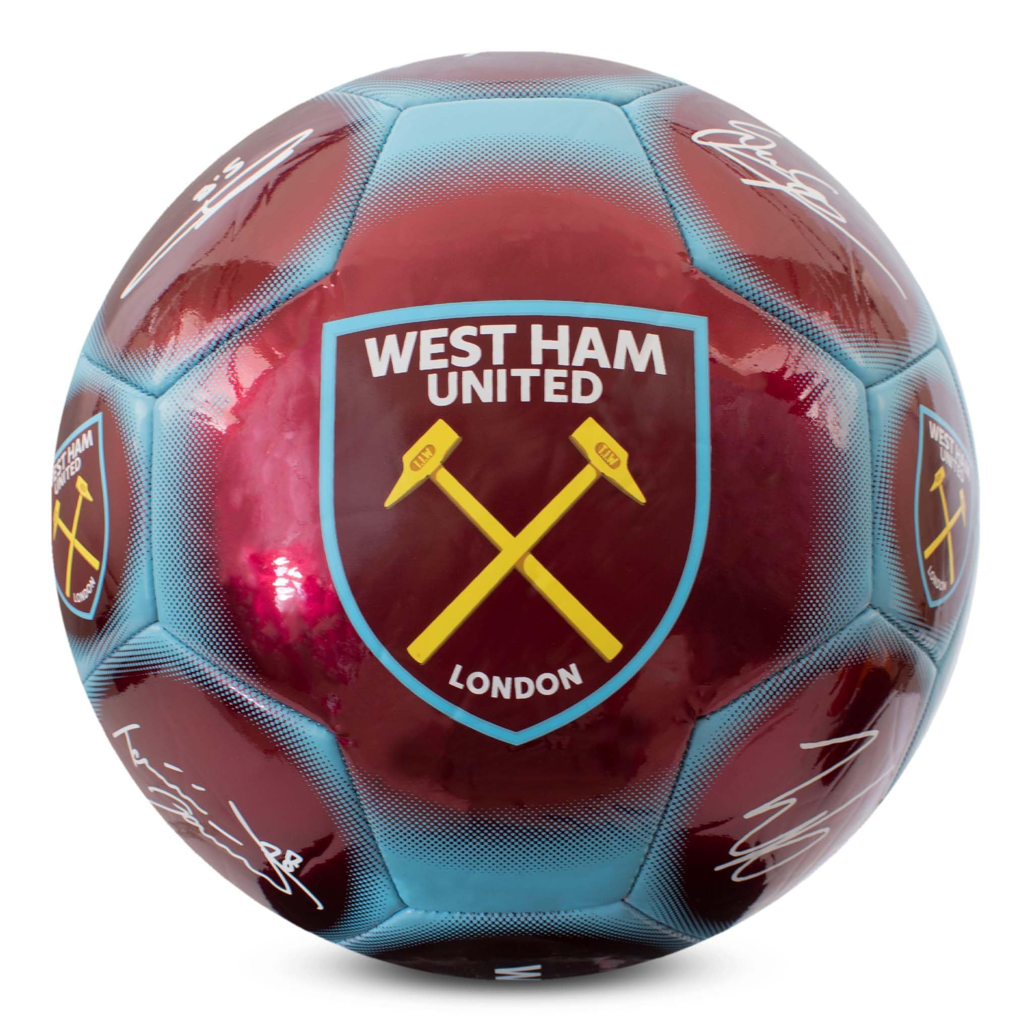 Hy-Pro Officially Licensed West Ham United Classic Signature Football – With Metallic Finish, Match Ball and for Training, Player Signatures – West Ham Football Size 5, Collectible for Fans