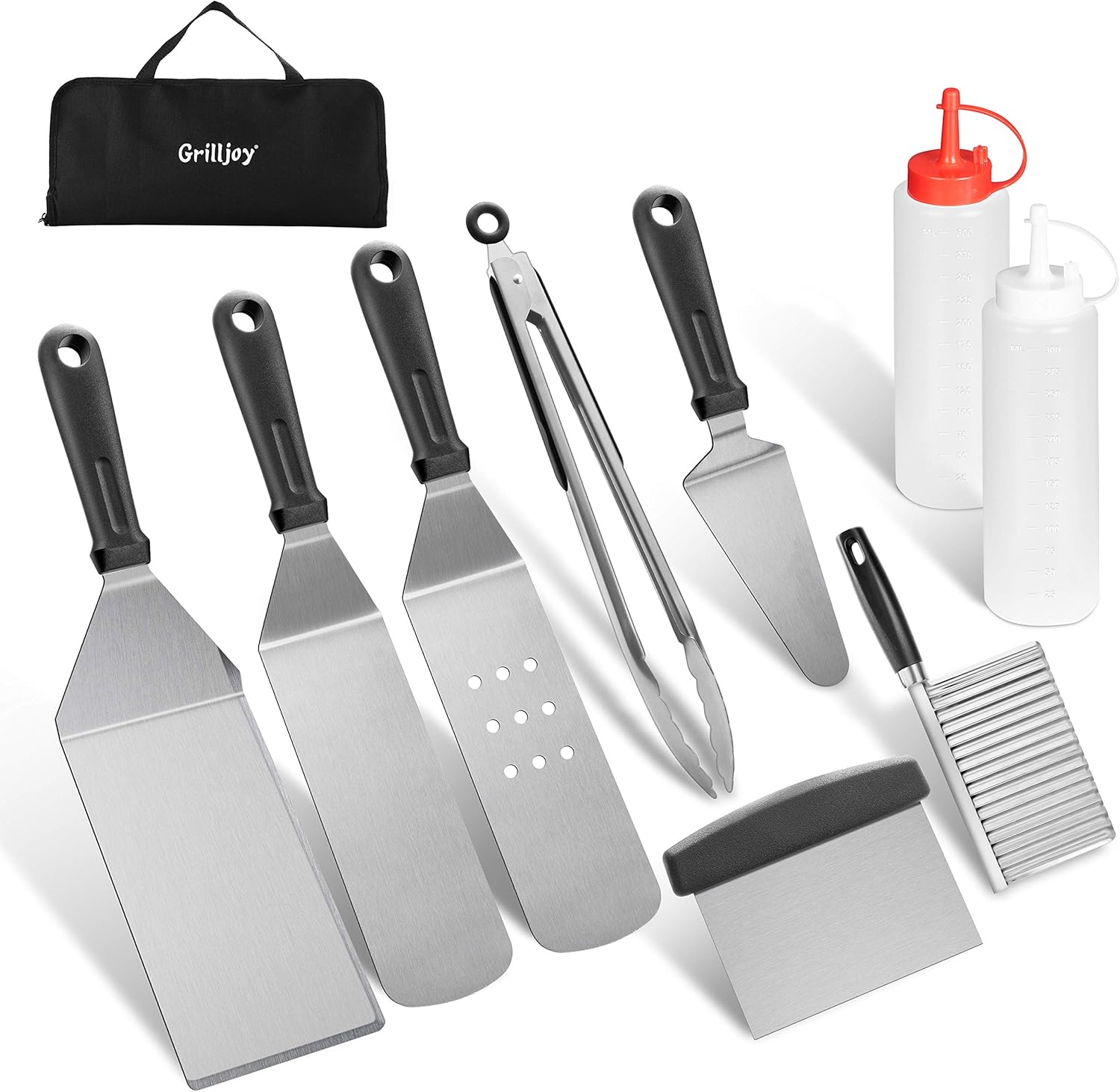 grilljoy 10pc Griddle Accessories Kit with Plastic Handle in Carry Case