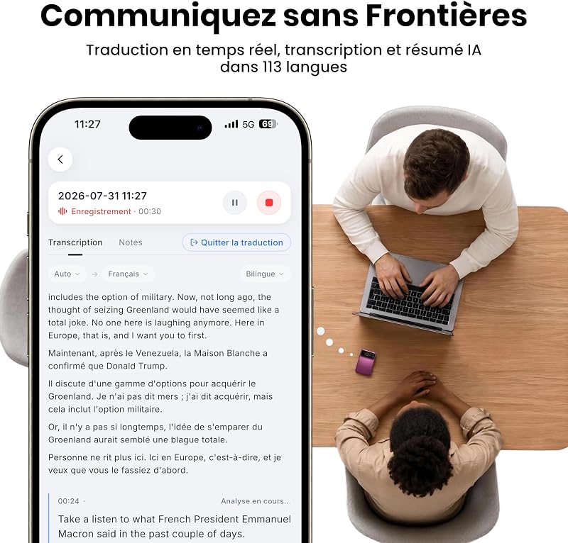 Action Pro Enregistreur Vocal IA Dictaphone avec Agent IA Intelligent — photo 5 sur 8