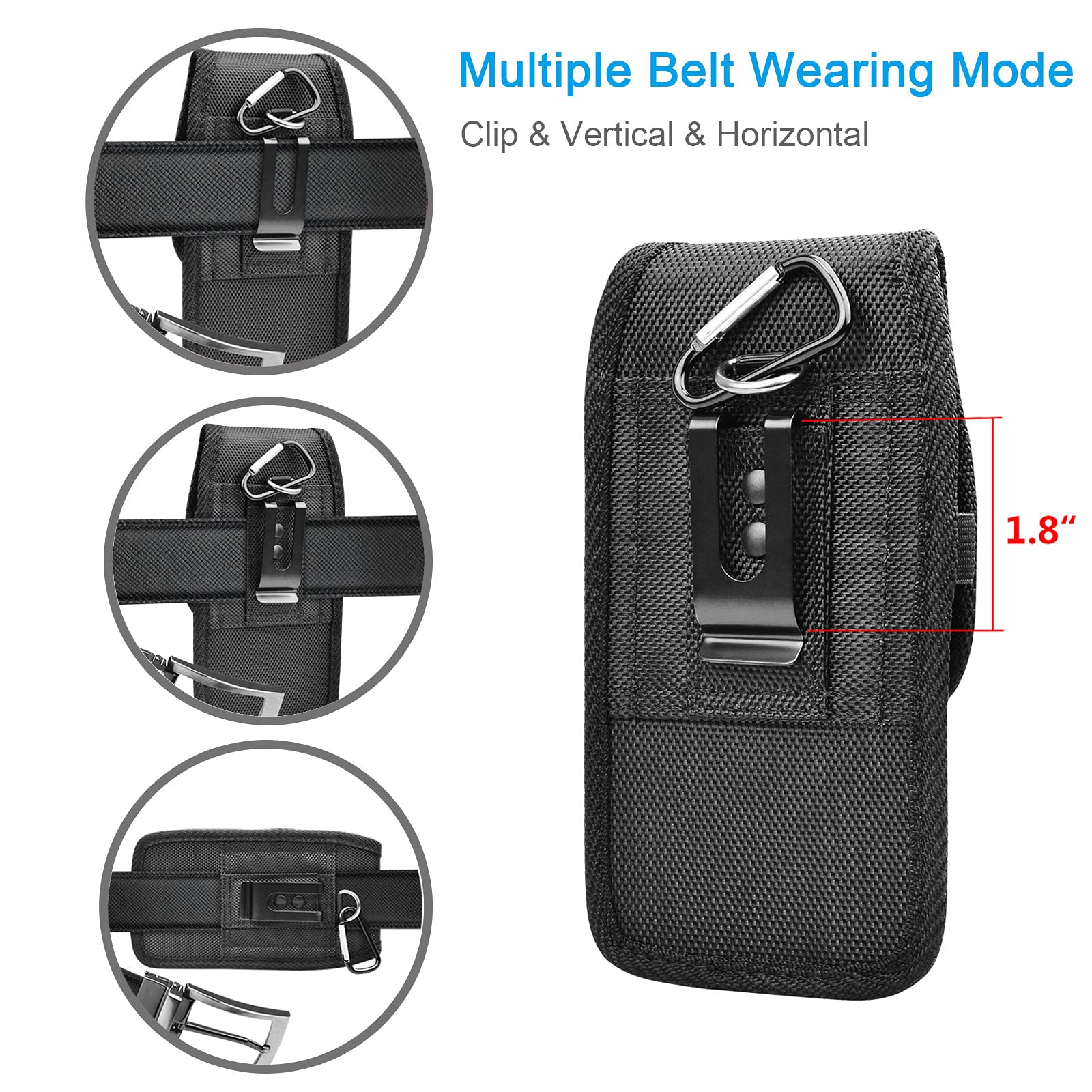 for Samsung Galaxy S25 Ultra S24 S23 S22 S21 S20 FE S10 S9 A03S A20 A50 A51 A16 A15 A14 A10e Holster Nylon Cell Phone Pouch Belt Holder Carrying Case with Clip,Black