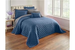 BrylaneHome Bedding BH Studio Reversible Two-Tone Ultra Soft Quilted Bedspread - King, Blue Smoke Dark Gray