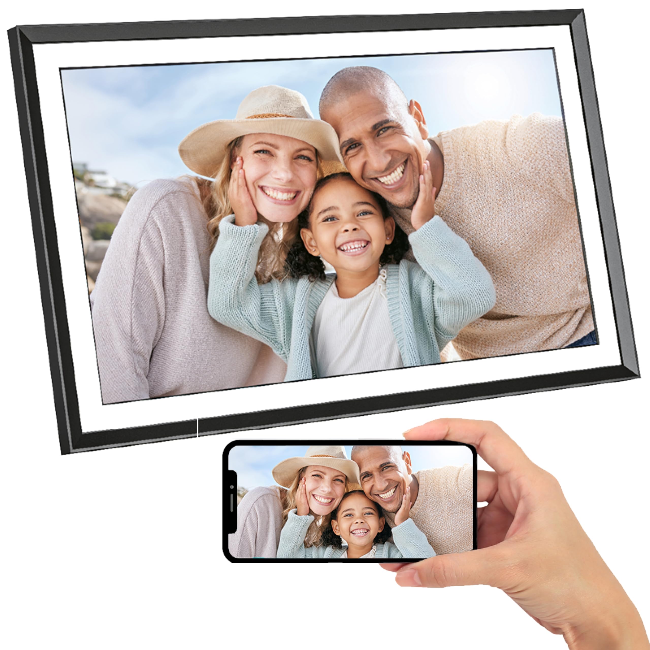 AGFAPHOTO - Realiview APF1560WIFI - Digital Photo Frame with Wi-Fi Connection - Frameo App, 15.6-inch HD Touchscreen, 32GB Memory, Weather and Clock Functions - Black