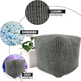 iSTYLE Cord Jumbo Footstool 40x40cm Charcoal Square Ottoman view 4