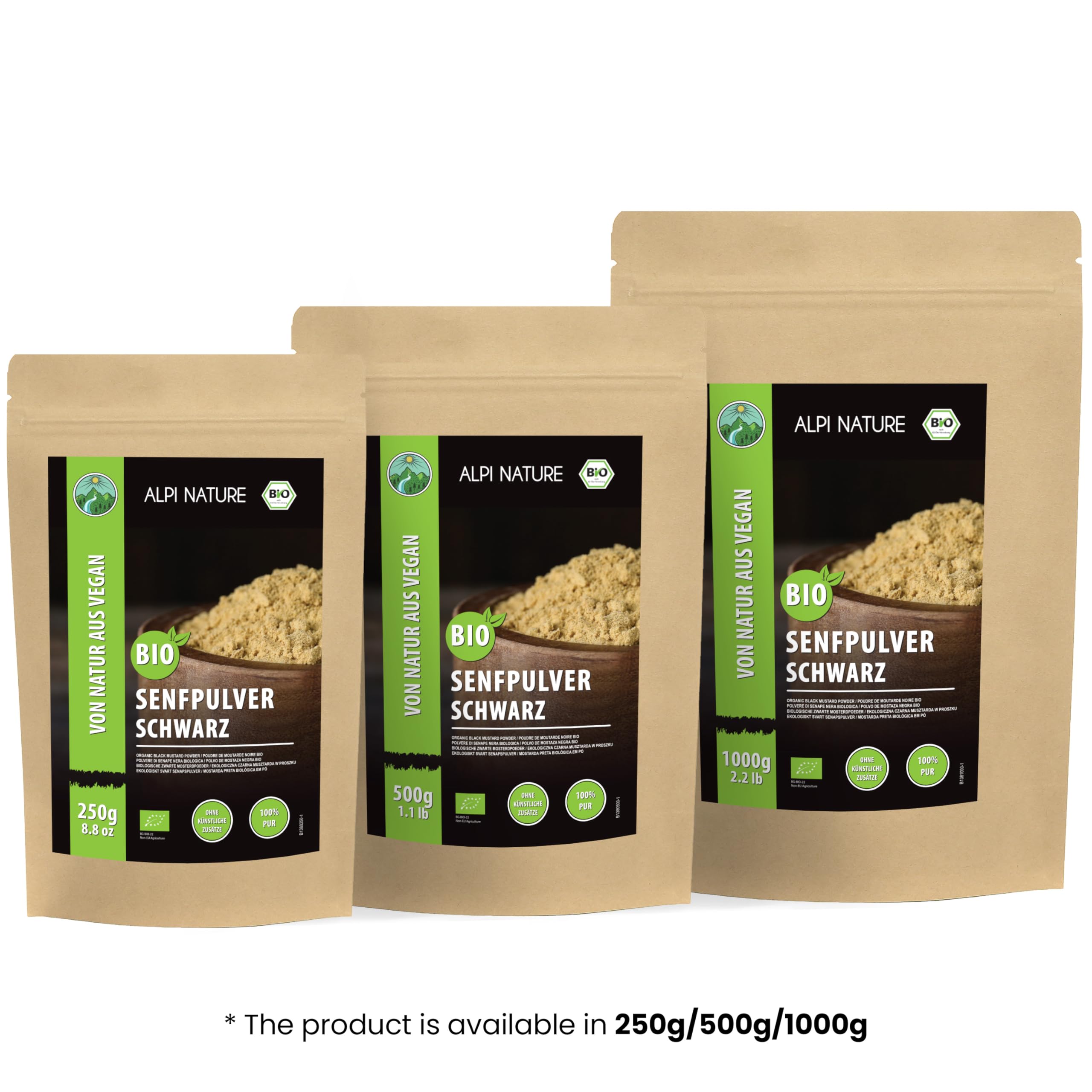 Alpi Nature Senfmehl BIO schwarz braun 500g, Senfpulver bio, Senfmehl schwarz, Senfkörner gemahlen 8
